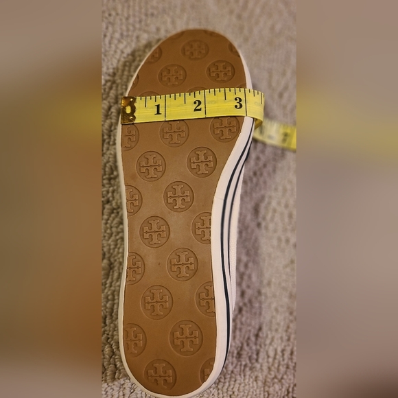 Tory Burch White and Navy Canvas slip ons - Picture 9 of 9